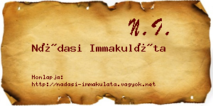 Nádasi Immakuláta névjegykártya